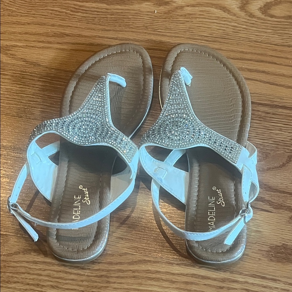 Madeline Stuart White Sandals with Rhinestones
